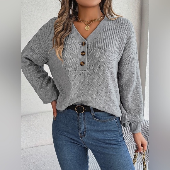 Half Way There Women’s Buttoned Sweater - Picture 1 of 4
